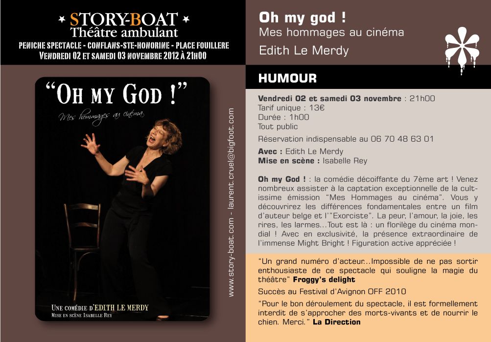 Oh my God par Edith le Merdy - Péniche Théâtre Story-Boat - Conflans (78)