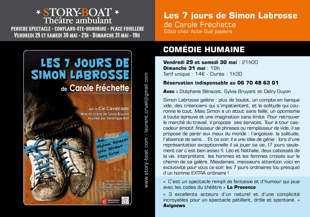 Les 7 jours de Simon Labrosse de Carole Fréchette à bord du Story-Boat